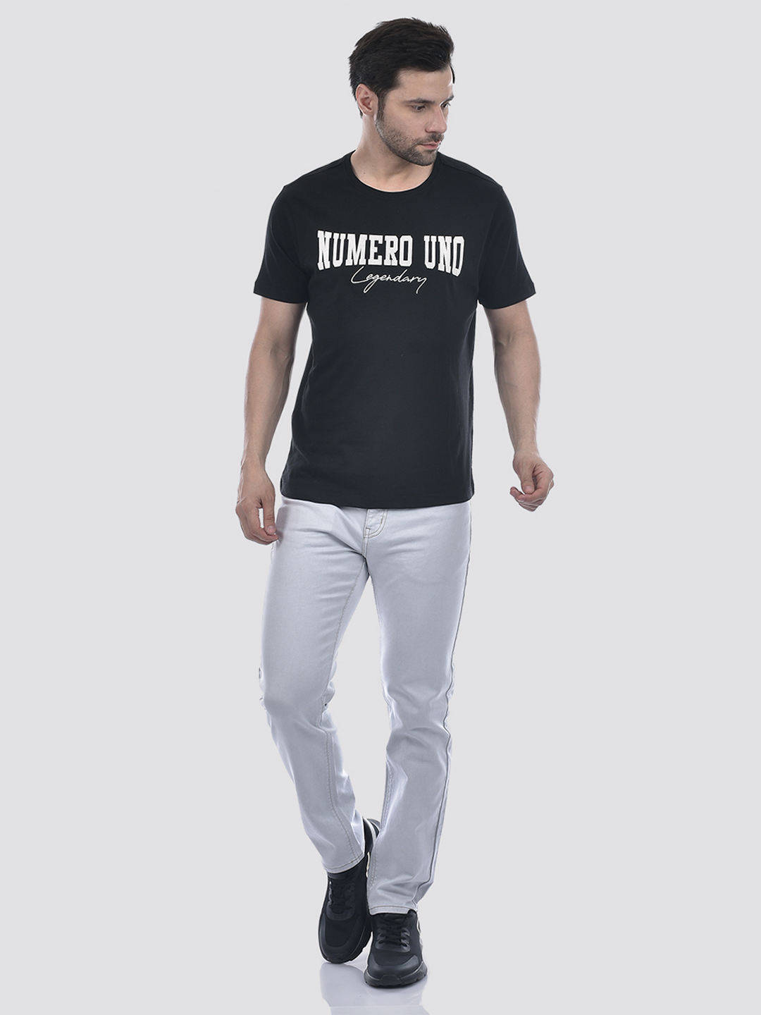 Numero Uno Men Solid Light Grey Jeans